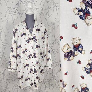 Truworths White Teddy Bear Print Cotton Pajama Shirt Dress
